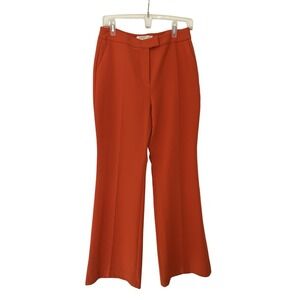 Anthropologie Exquise Women's Dress Pants Flare Red Orange High Rise MED‎ NEW